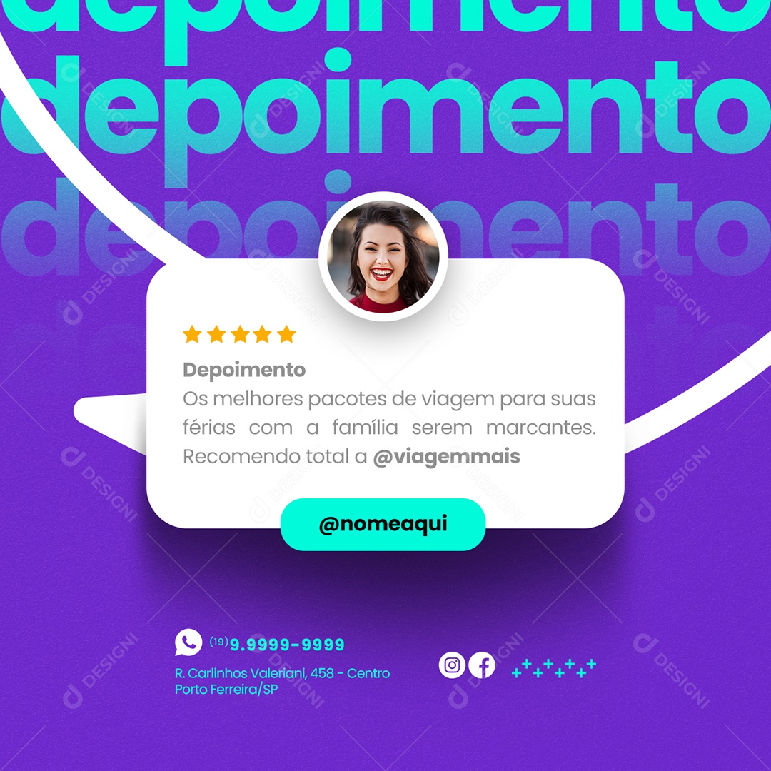 Depoimento Os Melhores Pacotes Agência de Turismo Social Media PSD Editável
