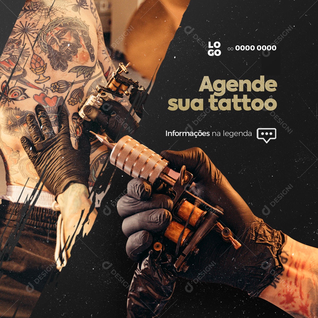 Agende Sua Tattoo Tatuagem Social Media PSD Editável