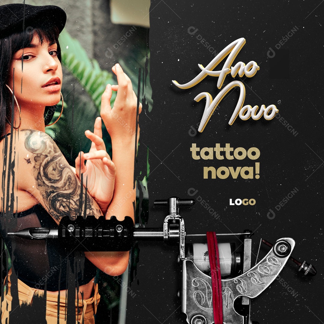 Ano Novo Tattoo Nova! Tatuagem Social Media PSD Editável