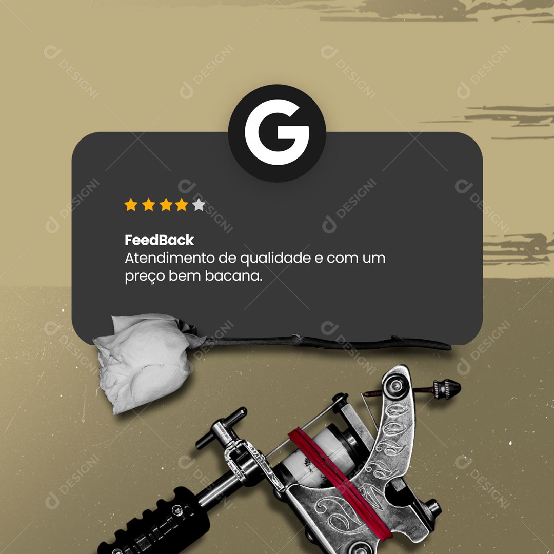 Feedback Atendimento de Qualidade Tatuagem Social Media PSD Editável