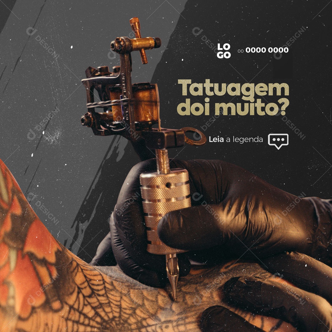 Tatuagem Dói  Muito? Social Media PSD Editável
