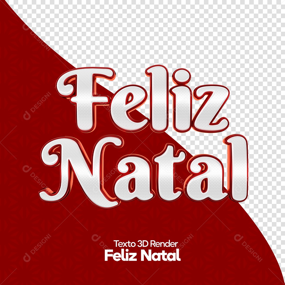 Feliz Natal Texto 3D Branco para Composição PSD