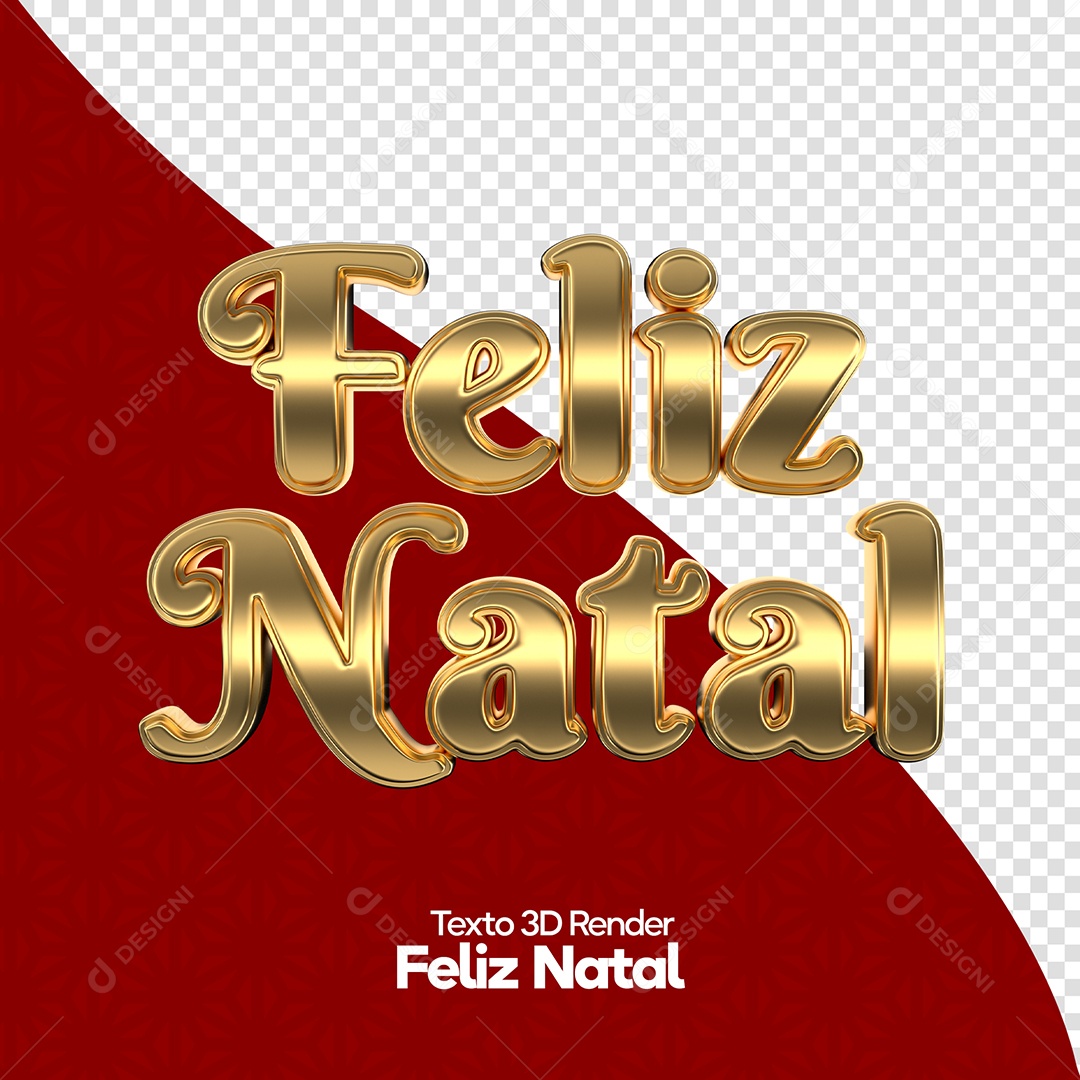 Feliz Natal Texto 3D Dourado para Composição PSD