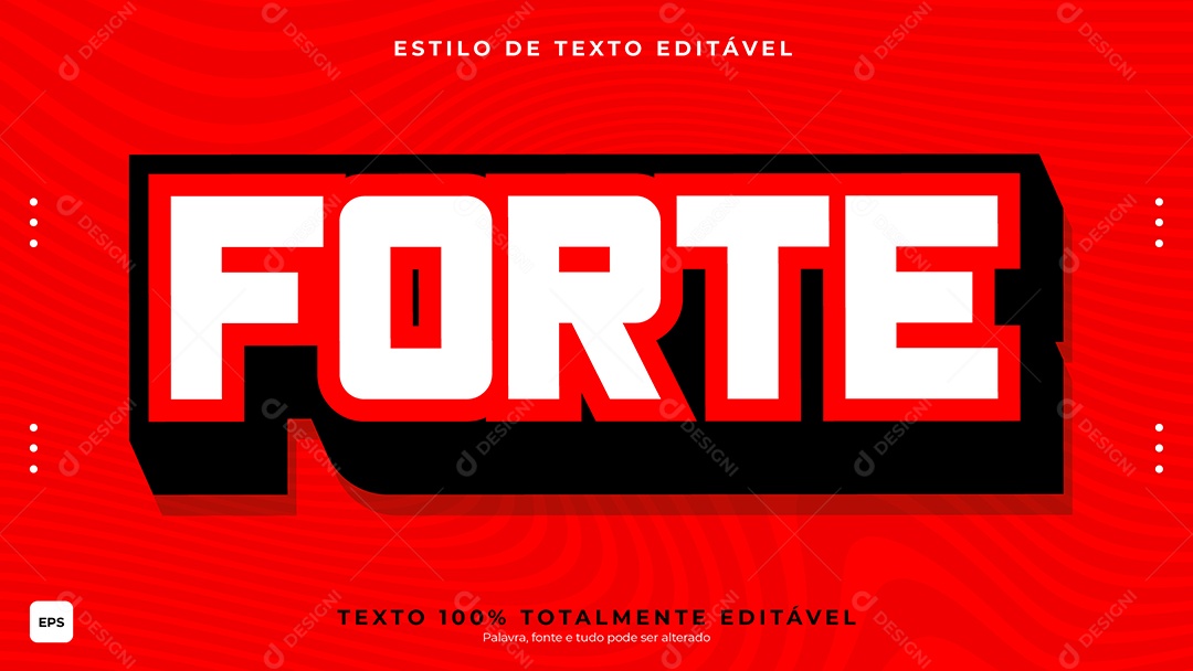 Efeito de Texto Forte Contorno Preto Vetor EPS Editável