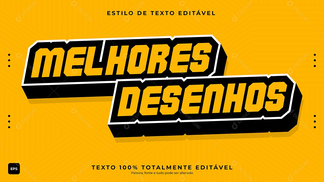 Efeito de Texto Melhores Desenhos Fundo Amarelo Vetor EPS Editável