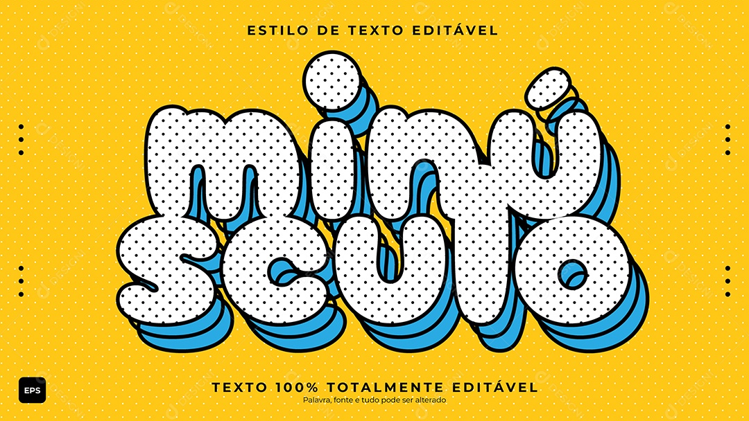 Efeito de Texto Minúsculo Fundo Amarelo Vetor EPS Editável