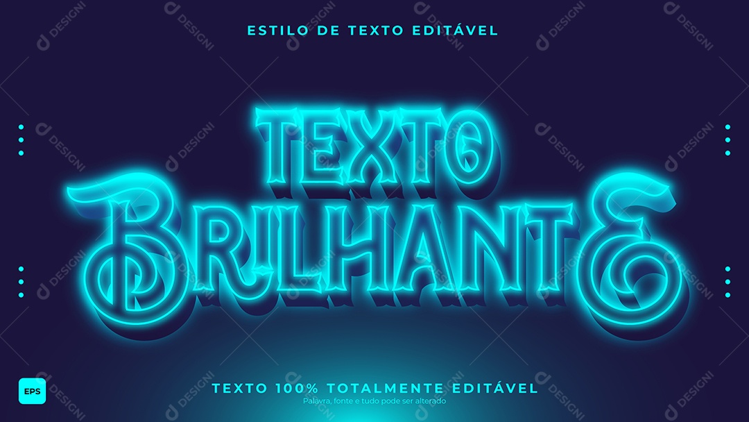 Efeito de Texto Vetor Texto Brilhante EPS Editável