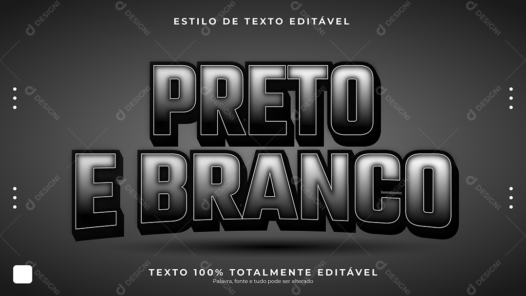 Efeito de Texto Preto e Branco Fundo Cinza Vetor EPS Editável