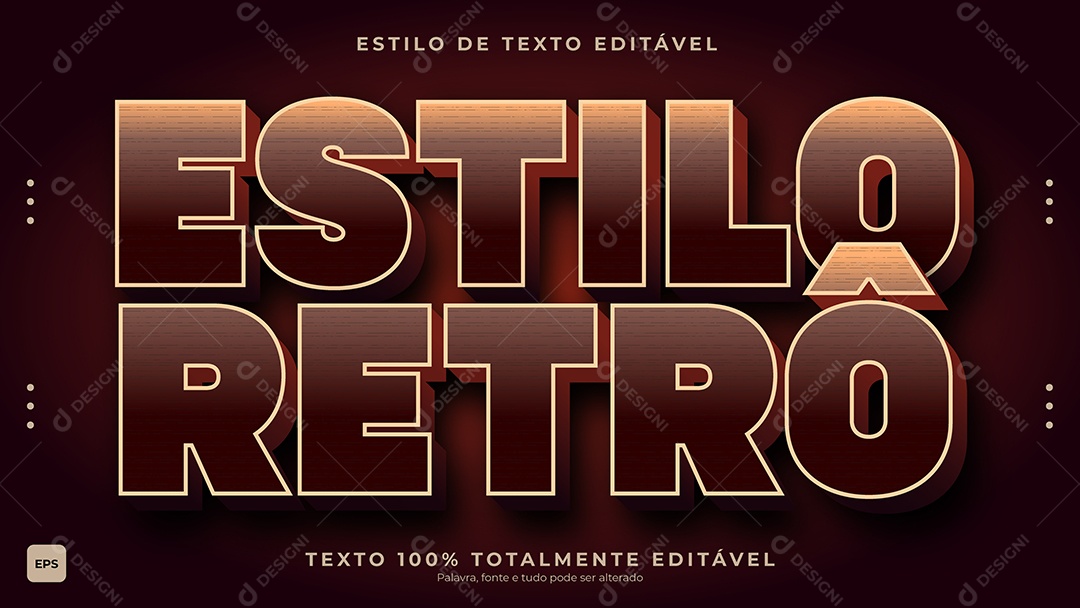 Efeito de Texto Estilo Retrô Vetor EPS Editável