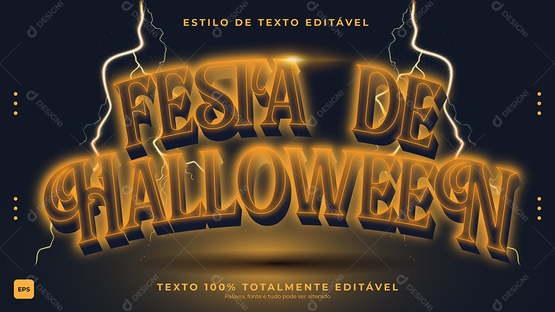 Efeito de Texto Festa de Halloween Vetor EPS Editável