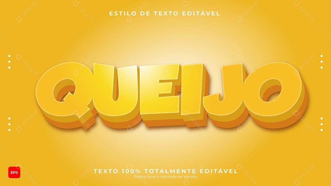 Efeito de Texto Queijo Fundo Amarelo Vetor EPS Editável