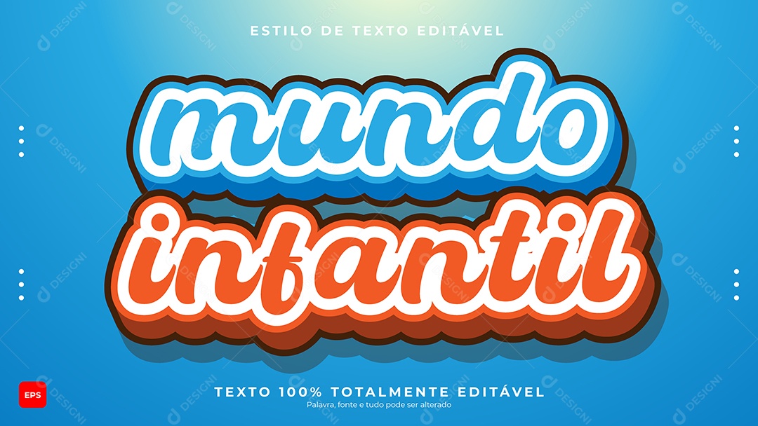 Efeito de Texto Mundo Infantil Vetor EPS Editável