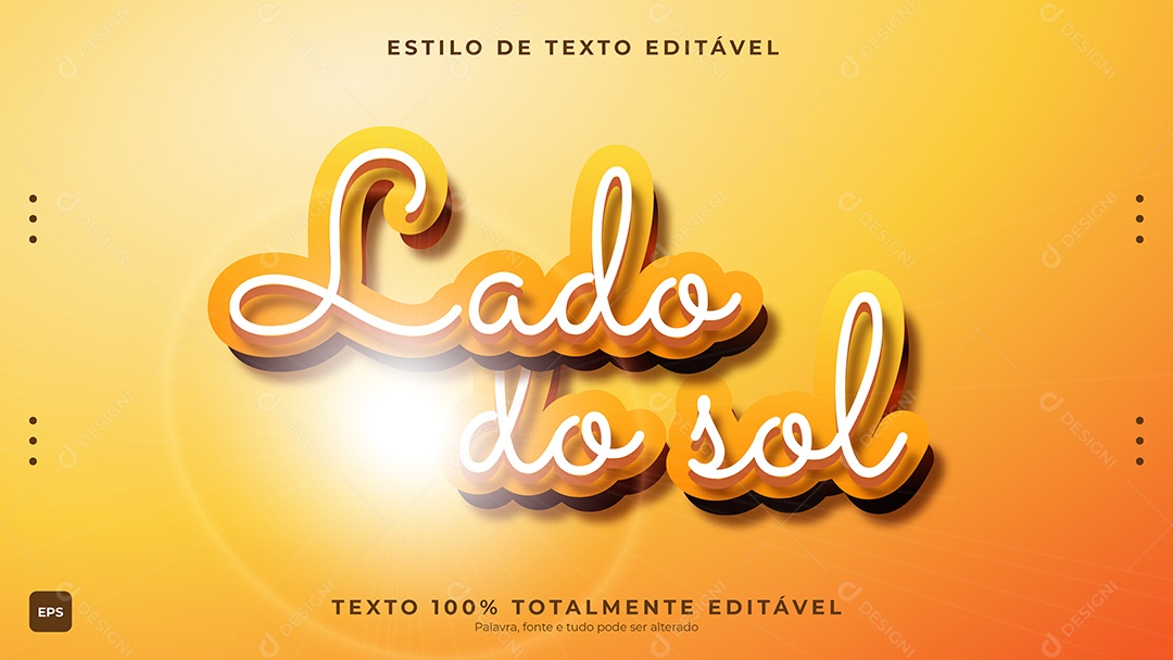 Efeito de Texto Lado do Sol Fundo Amarelo Vetor EPS Editável