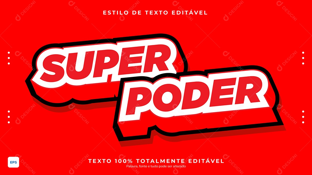 Efeito de Texto Super Poder Fundo Vermelho Vetor EPS Editável
