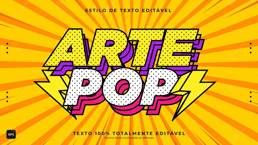 Efeito de Texto Arte Pop Vetor EPS Editável