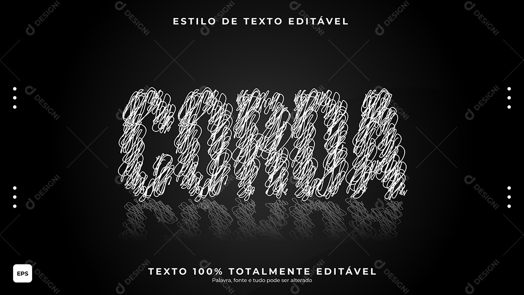 Efeito de Texto Corda Fundo Preto Vetor EPS Editável