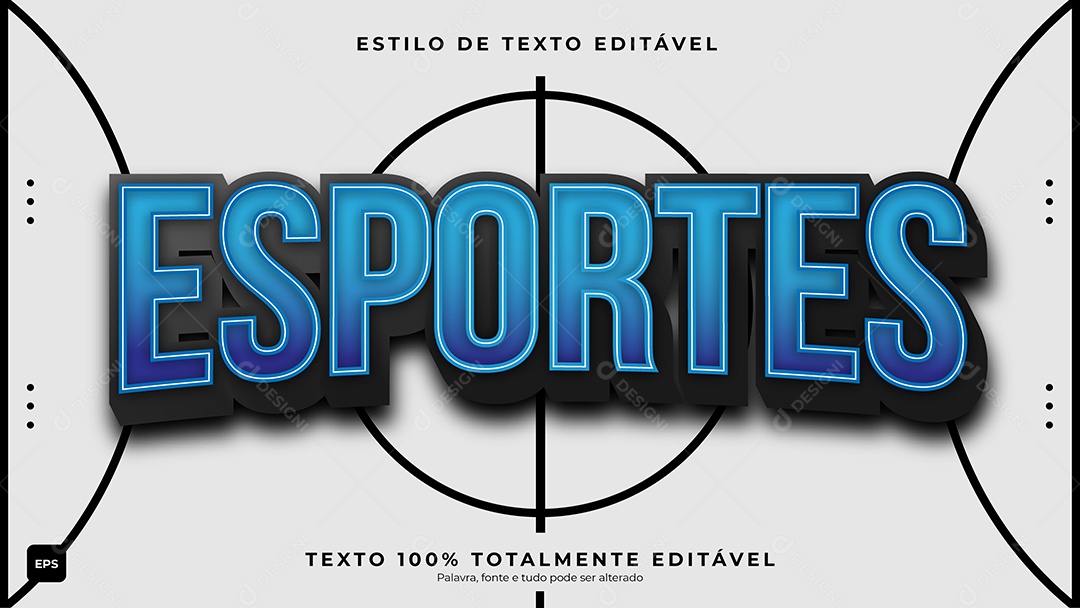 Efeito de Texto Esportes Fundo Cinza Vetor EPS Editável
