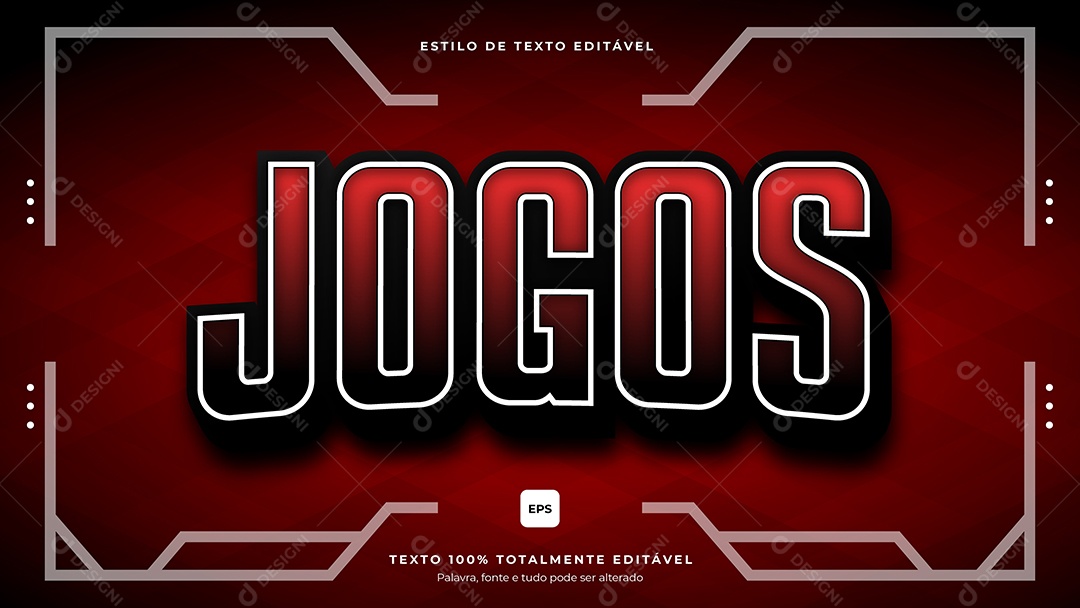 Efeito de Texto Jogos Fundo Vermelho Vetor EPS Editável