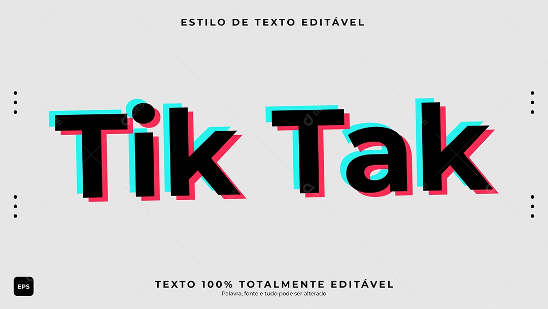 Efeito de Texto Tik Tak Vetor EPS Editável