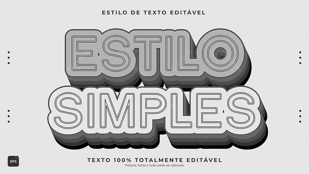 Efeito de Texto Estilo Simples Fundo Branco Vetor EPS Editável
