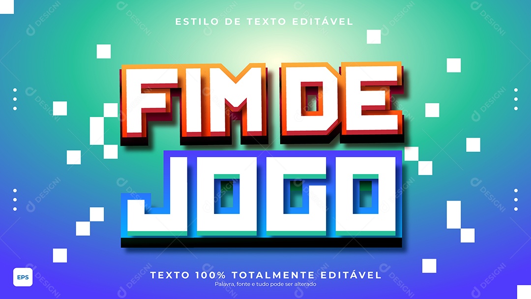 Efeito de Texto Fim de Jogo Vetor EPS Editável