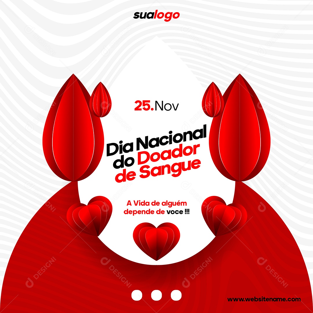 Social Media Dia Nacional do Doador de Sangue 25 de Novembro Vetor EPS Editável