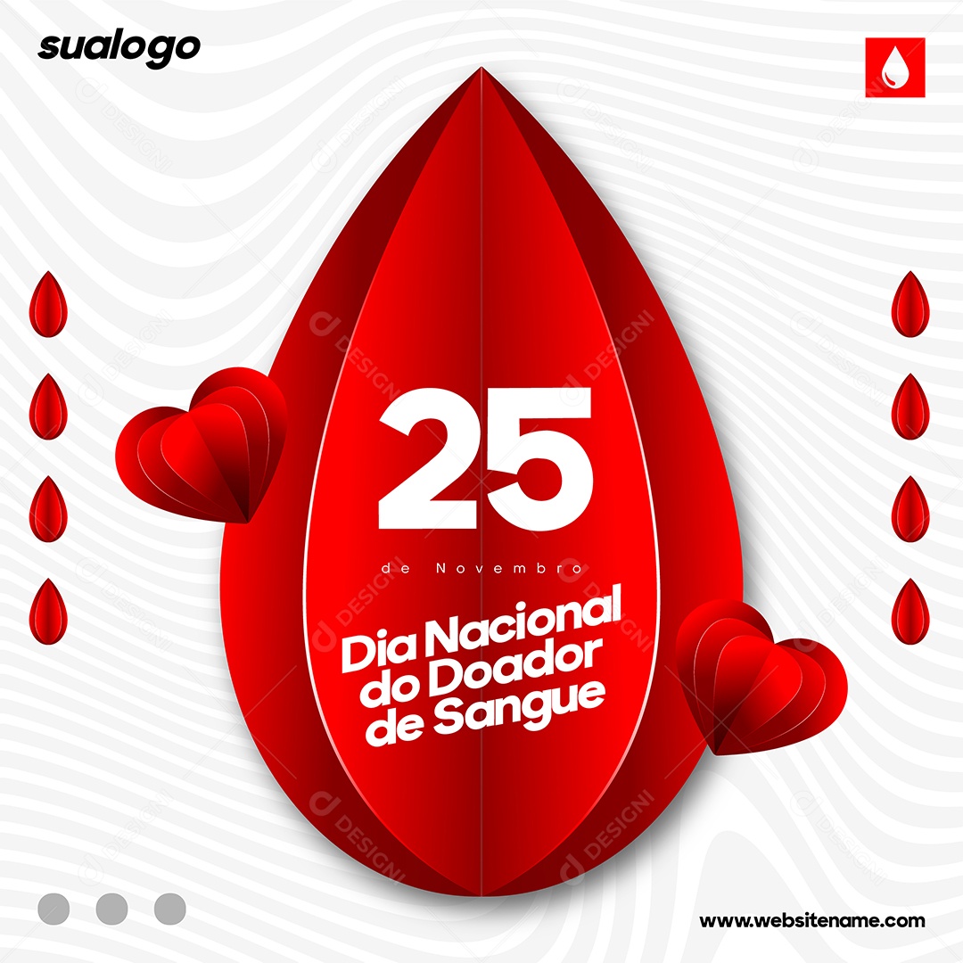 Social Media Dia Nacional do Doador de Sangue 25 de Novembro Vetor EPS Editável