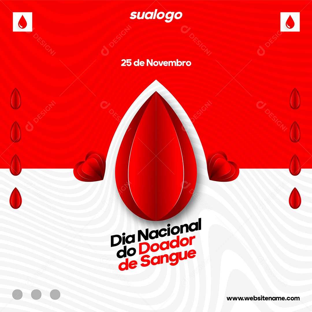 Social Media Dia Nacional do Doador de Sangue 25 de Novembro Vetor EPS Editável