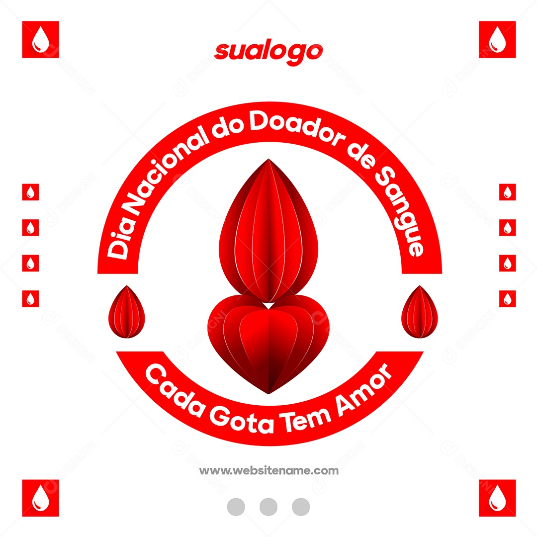 Social Media Dia Nacional do Doador de Sangue 25 de Novembro Vetor EPS Editável