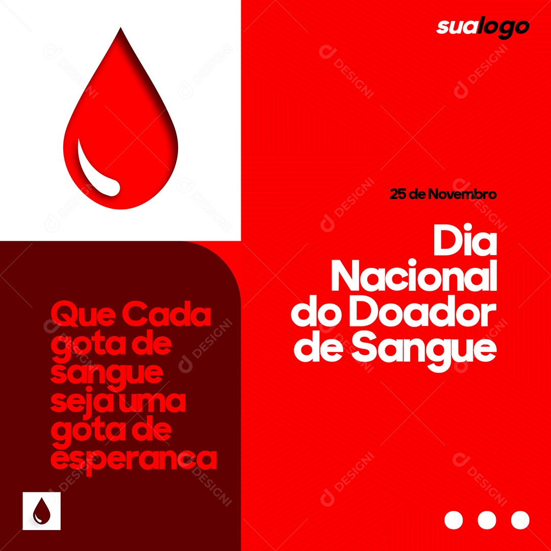 Social Media Dia Nacional do Doador de Sangue 25 de Novembro Vetor EPS Editável