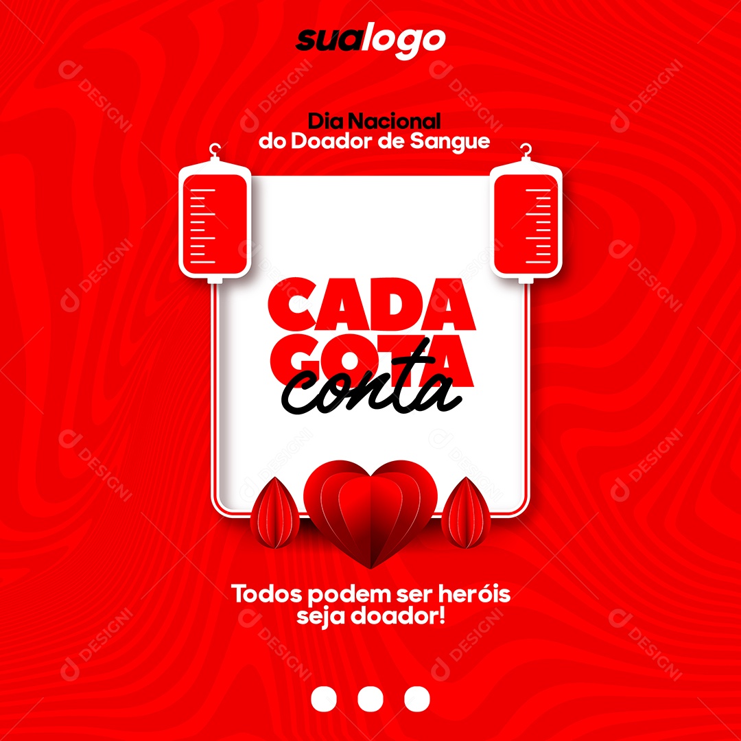 Social Media Dia Nacional do Doador de Sangue 25 de Novembro Vetor EPS Editável