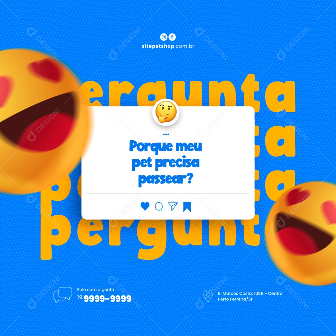Porque meu Pet Precisa Passear Pet Shop Social Media PSD Editável