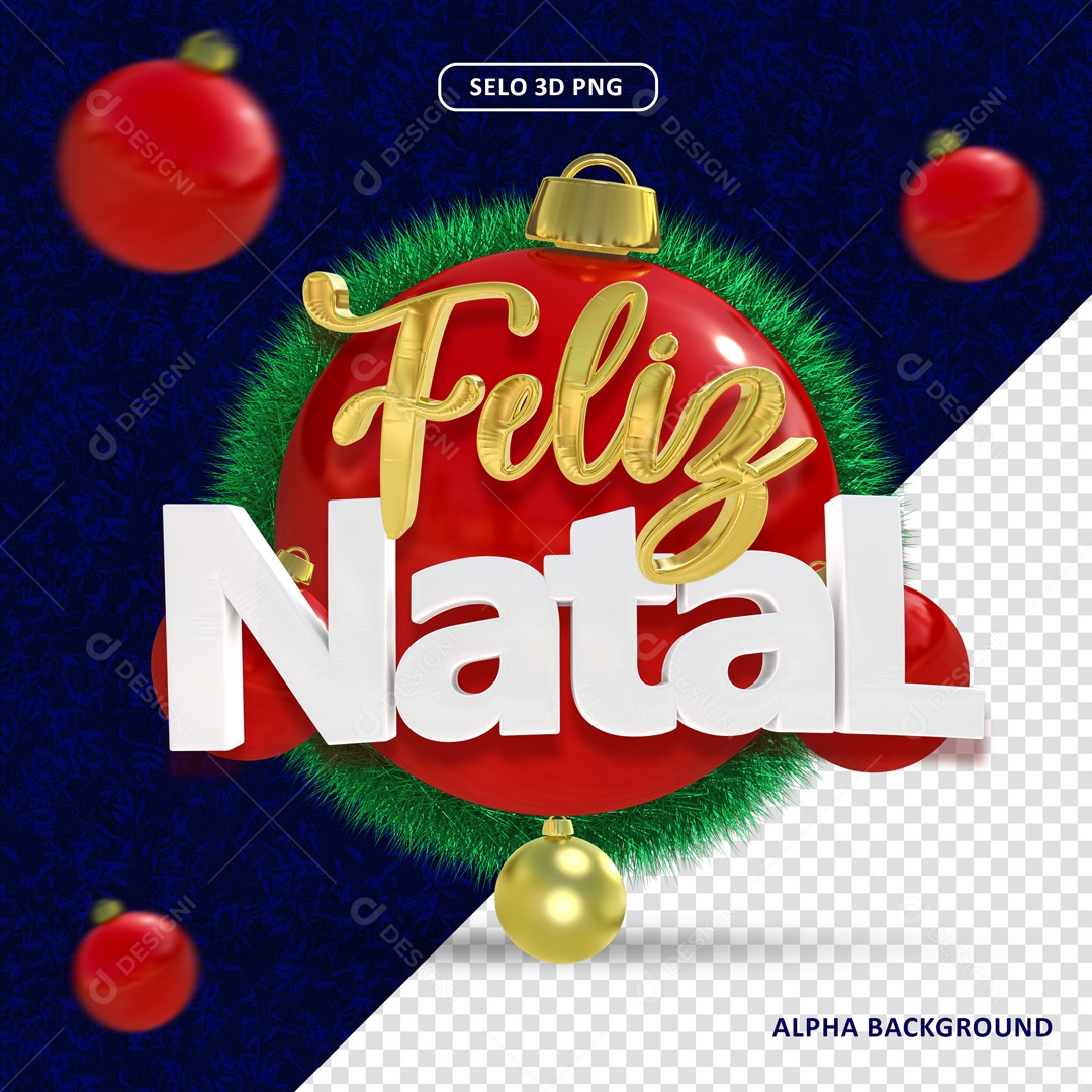 Selo Feliz Natal Natalino 3D Vermelho PSD