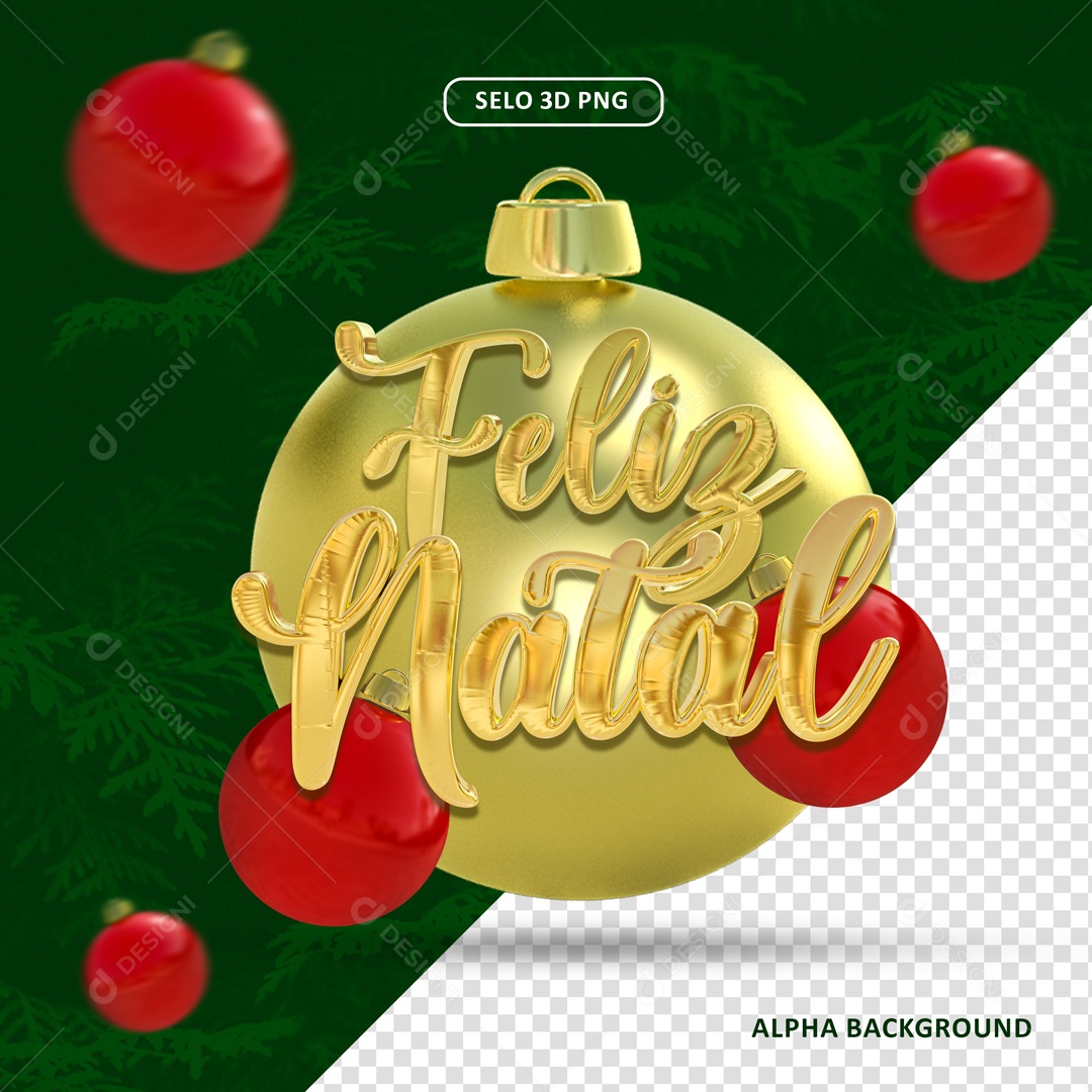 Selo Natalino 3D Feliz Natal Para Composição PSD