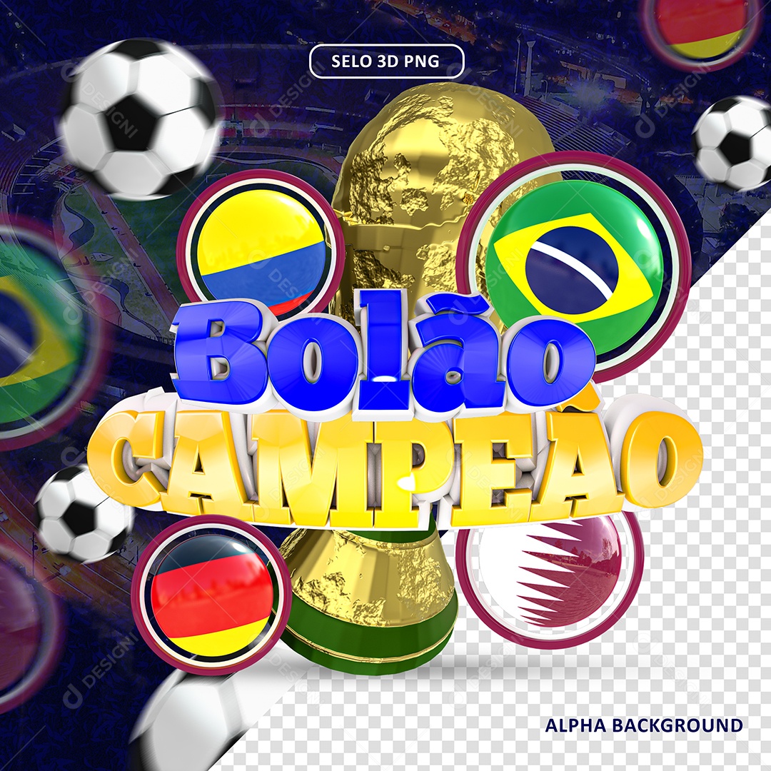 Selo 3D Bolão Compeão Para Composição PSD