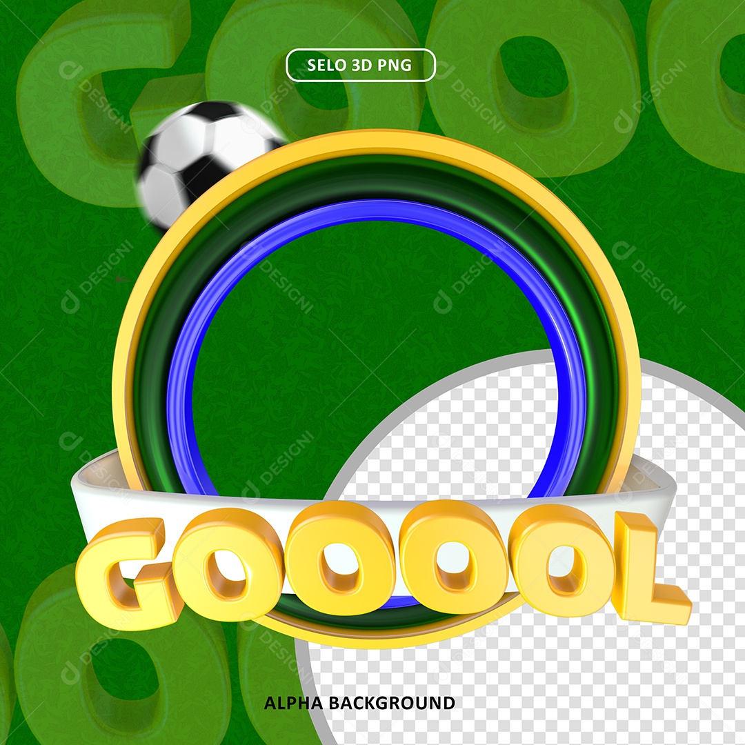 Selo 3D Moldura Gooool Futebol Para Composição PSD