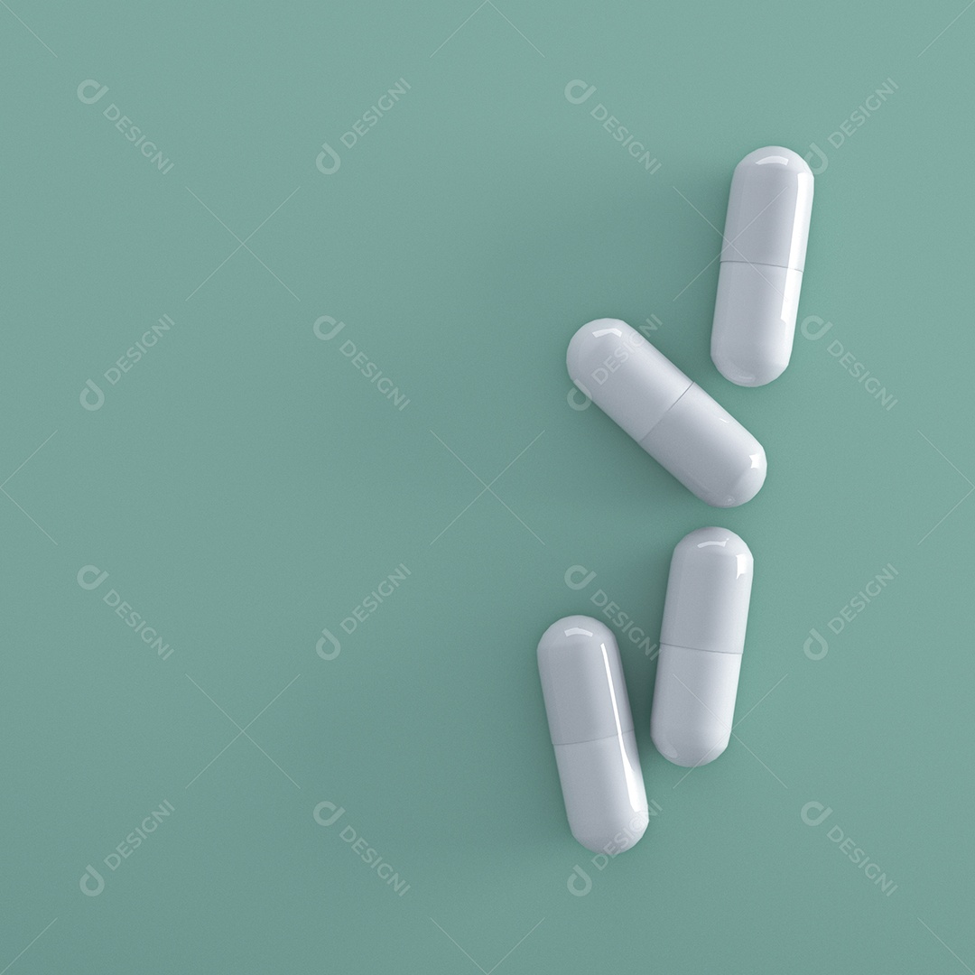 Cápsulas Suplementos em Fundo Verde Imagem JPG
