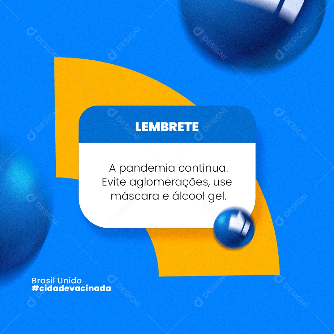 Lembrete a Pandemia Continua Covid-19 Social Media PSD Editável