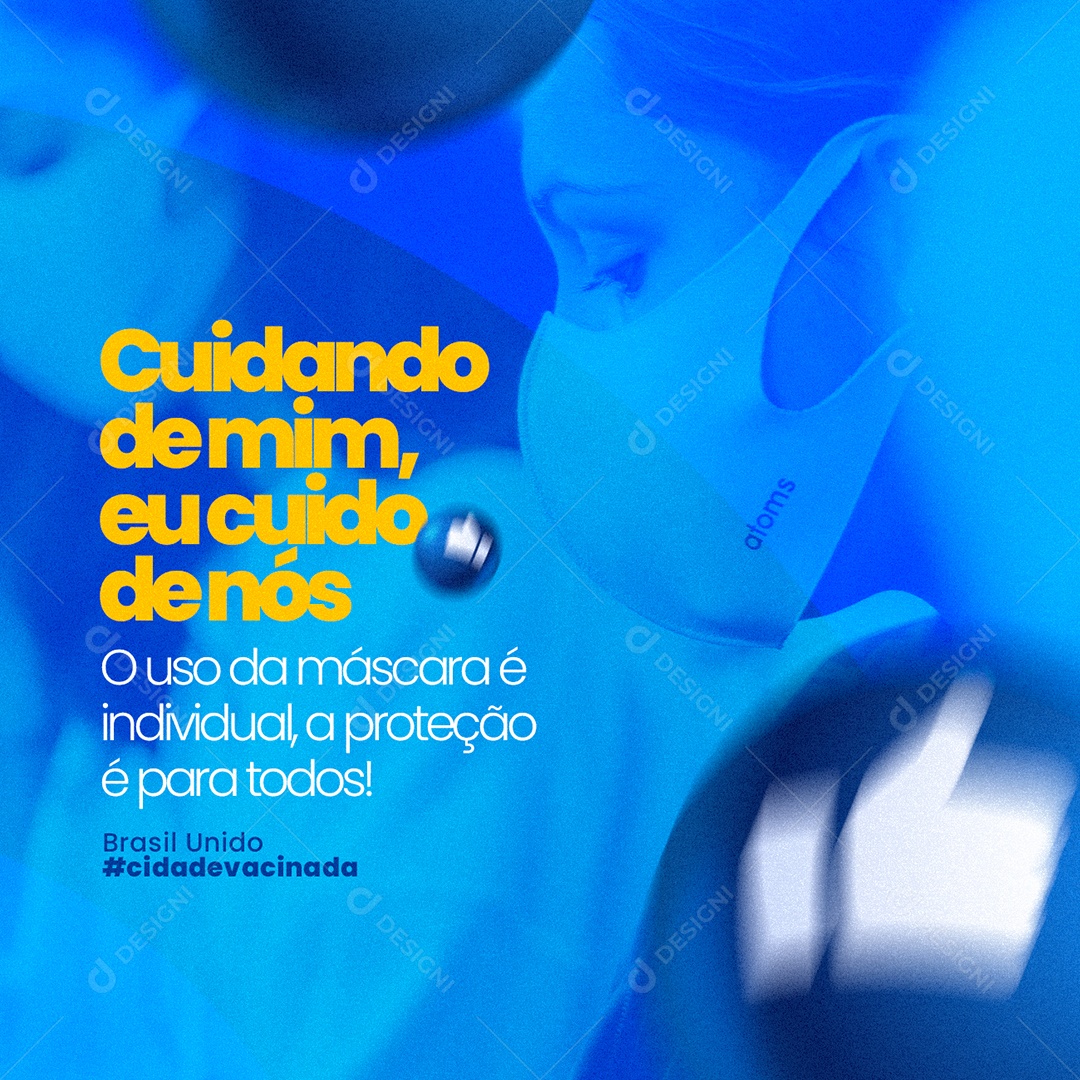 Cuidando de Mim eu Cuido de Nós Covid-19 Social Media PSD Editável