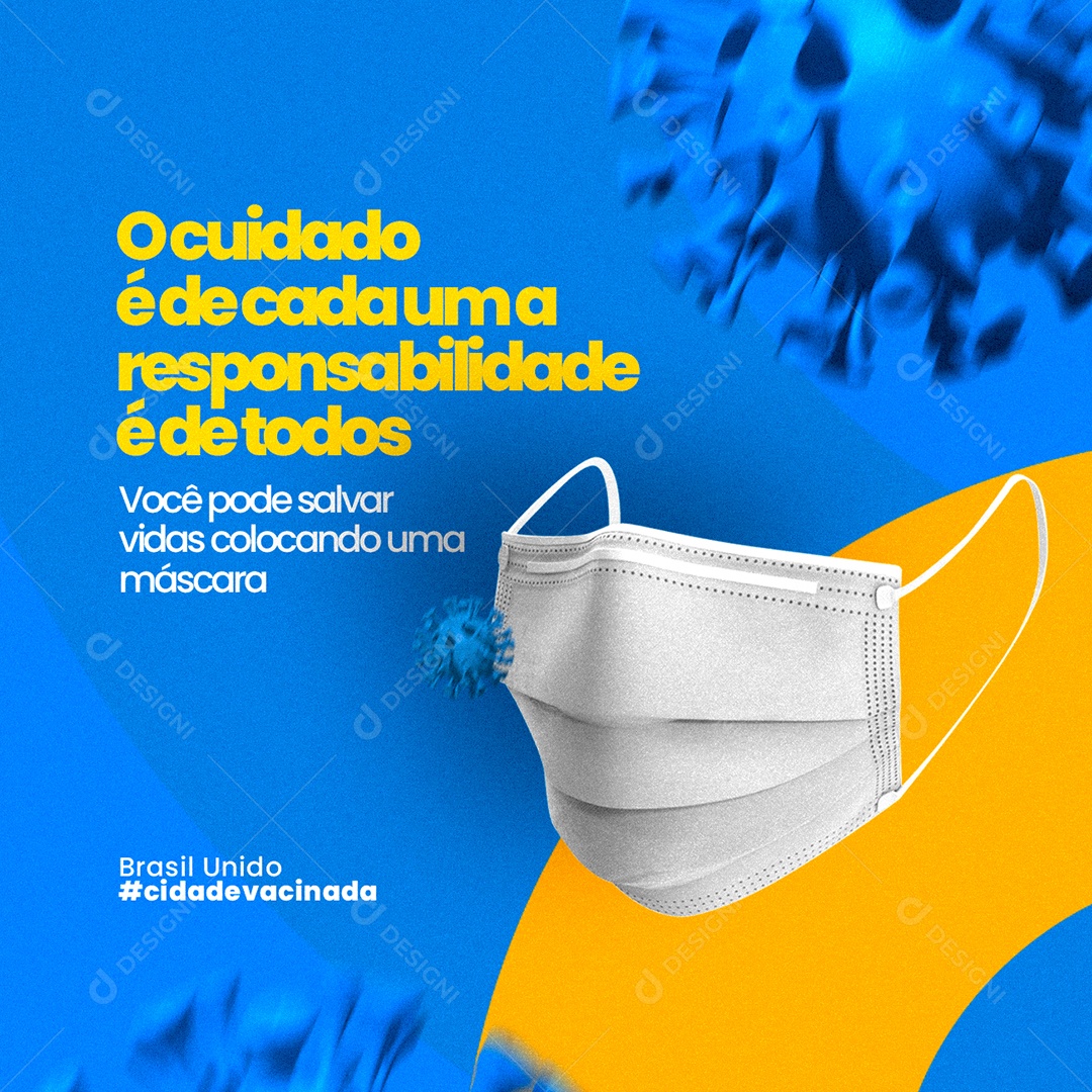 O Cuidado é de Cada Uma e Responsabilidade de Todos Covid-19 Social Media PSD Editável