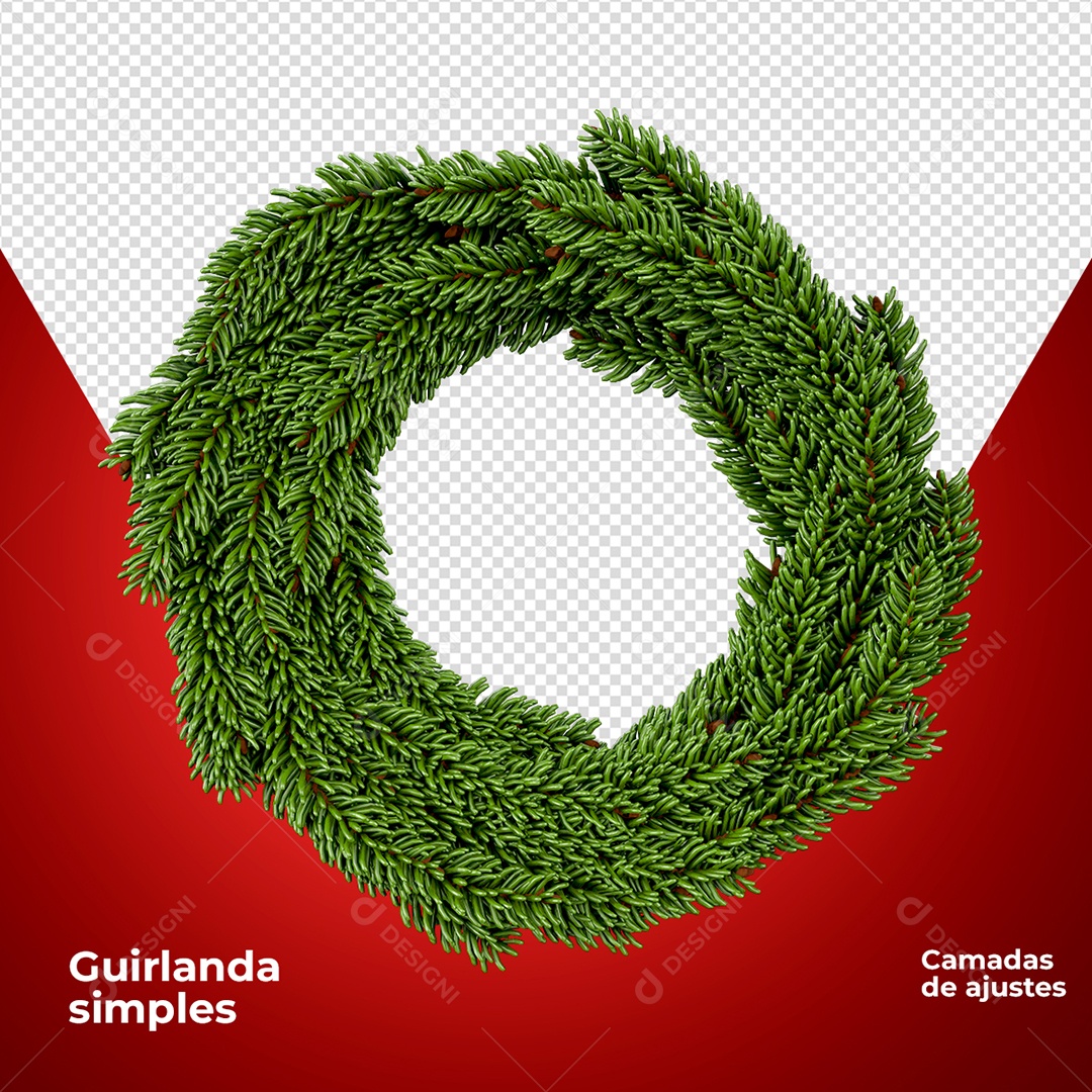 Guirlanda para Decoração de Natal Elemento 3D para Composição PSD