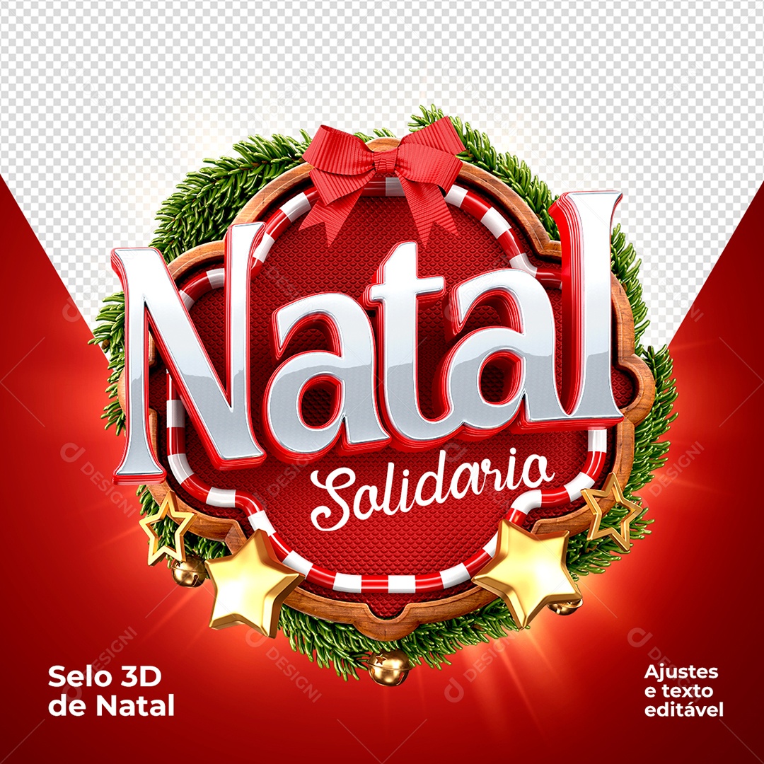 Natal Solidário Selo 3D para Composição PSD
