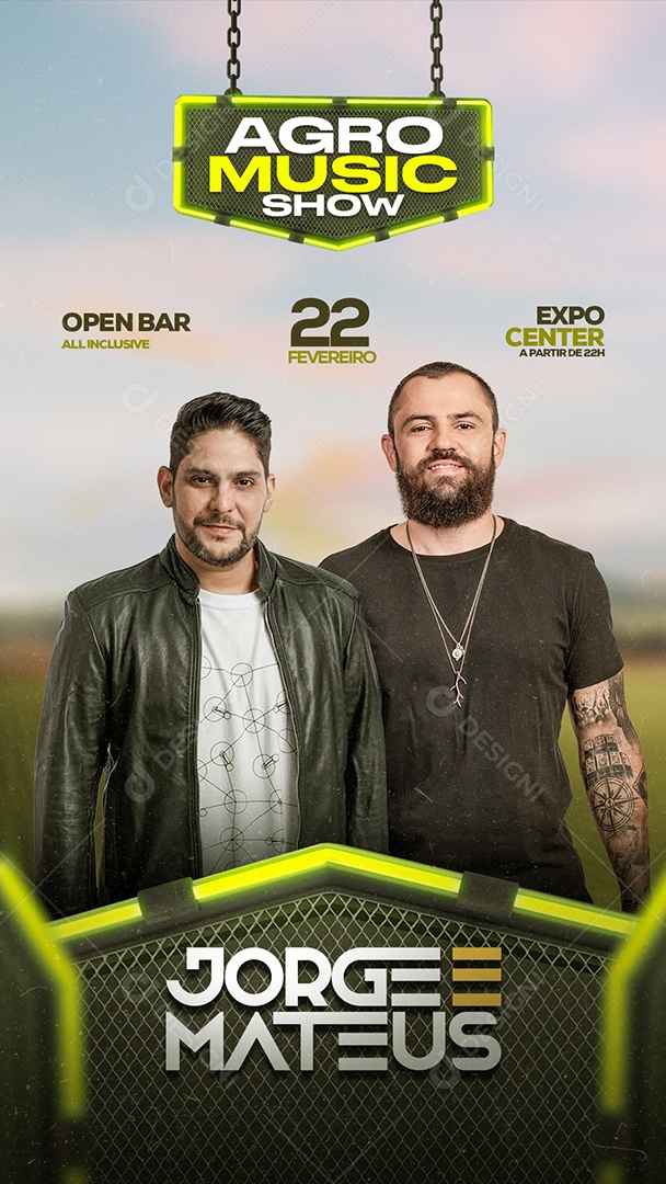 Flyer Agro Music Show Jorge e Mateus Story Social Media PSD Editável