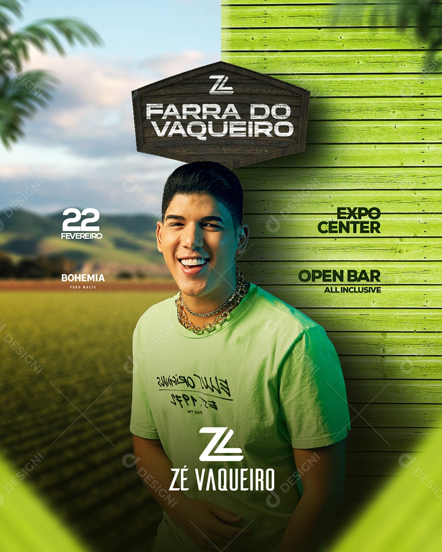 Flyer Farra do Vaqueiro Zé Vaqueiro Social Media PSD Editável