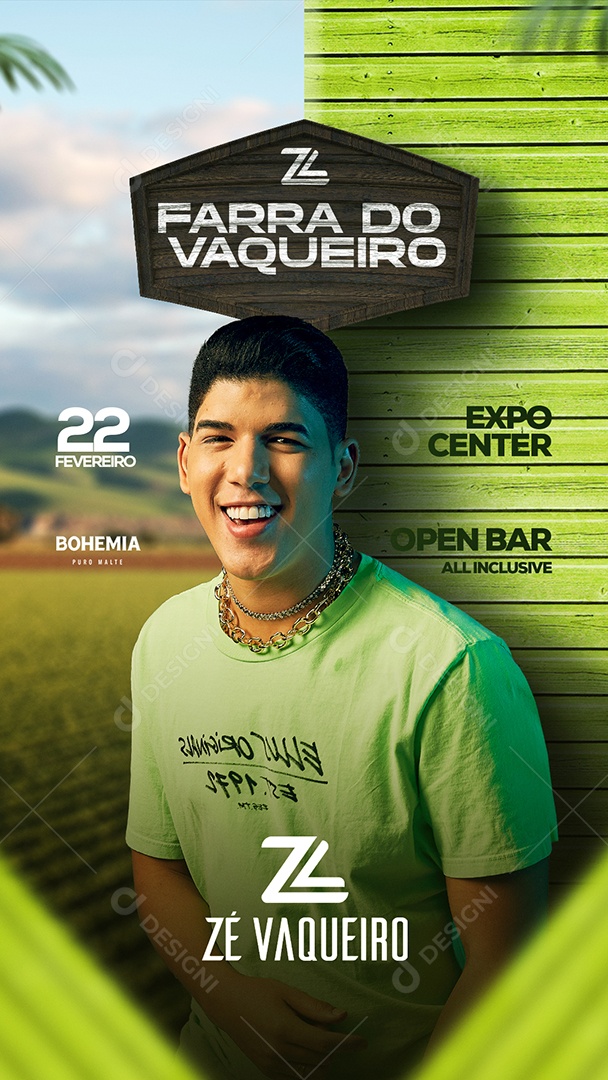 Flyer Farra do Vaqueiro Zé Vaqueiro Story Social Media PSD Editável