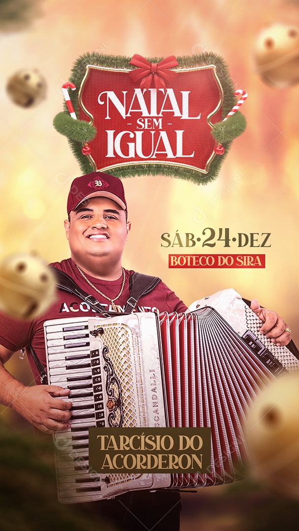 Flyer Show Natal Sem Igual Tarcísio do Acordeon Story Social Media PSD Editável