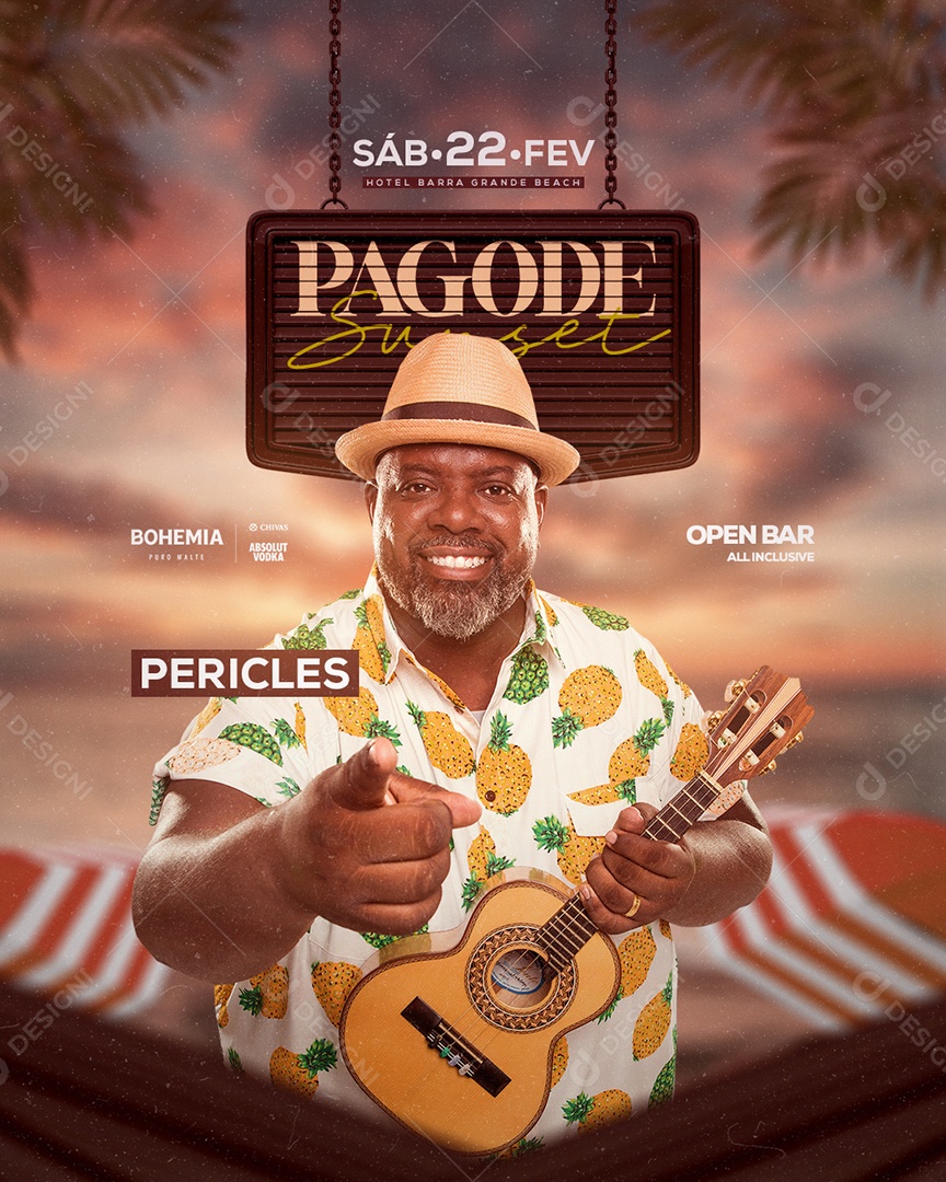 Flyer Show Pagode Sunset Pericles Social Media PSD Editável