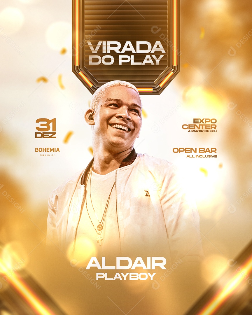 Flyer Show Virada do Play Aldair Playboy Social Media PSD Editável