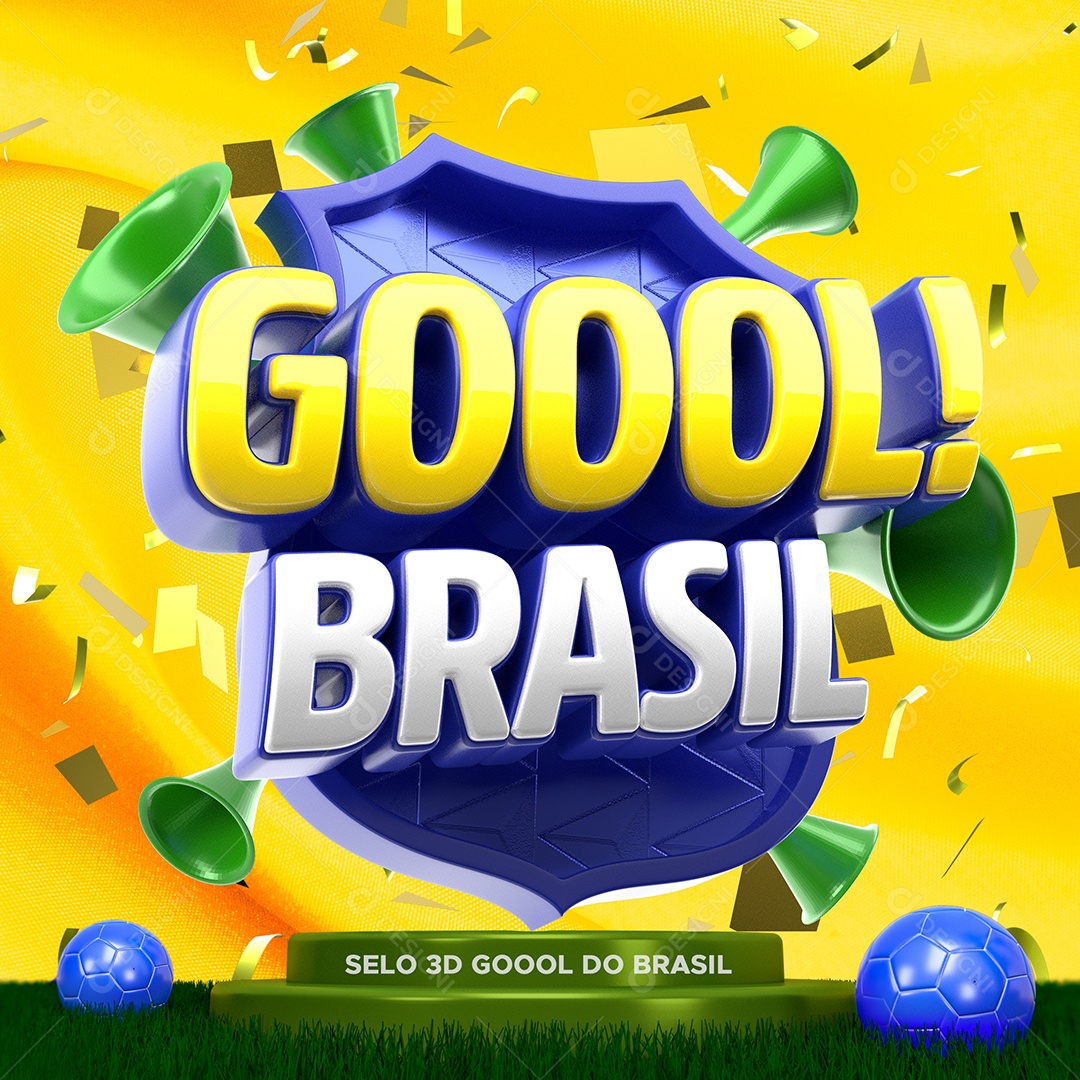 Selo 3D Para Composição Goool Brasil PSD