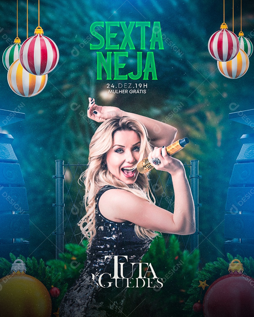 Flyer Show Sexta Neja Tuta Guedes Social Media PSD Editável